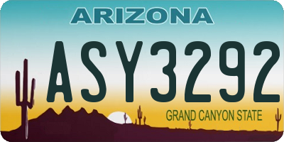 AZ license plate ASY3292