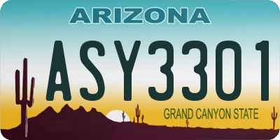 AZ license plate ASY3301