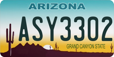 AZ license plate ASY3302