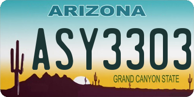 AZ license plate ASY3303