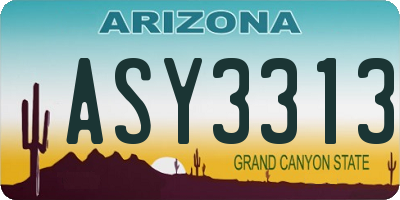 AZ license plate ASY3313