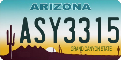 AZ license plate ASY3315