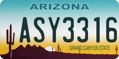 AZ license plate ASY3316