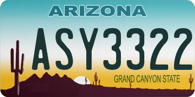 AZ license plate ASY3322