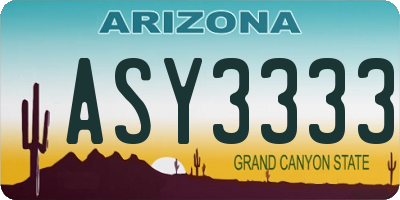 AZ license plate ASY3333