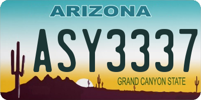 AZ license plate ASY3337