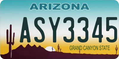 AZ license plate ASY3345