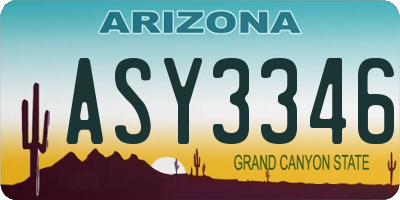 AZ license plate ASY3346