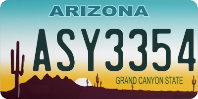 AZ license plate ASY3354