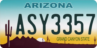 AZ license plate ASY3357