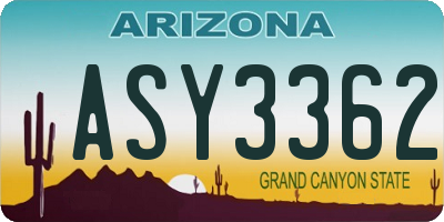 AZ license plate ASY3362