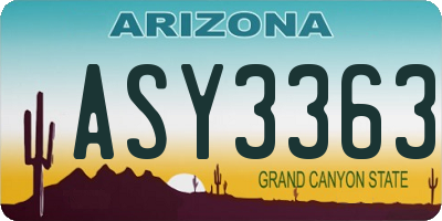 AZ license plate ASY3363