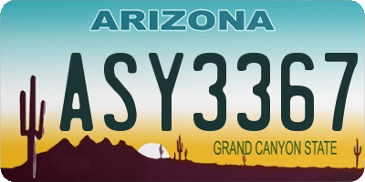 AZ license plate ASY3367