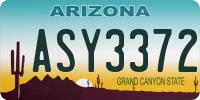 AZ license plate ASY3372