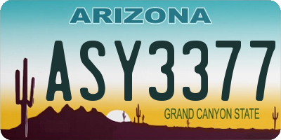 AZ license plate ASY3377