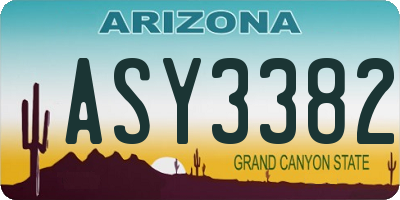 AZ license plate ASY3382