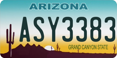 AZ license plate ASY3383