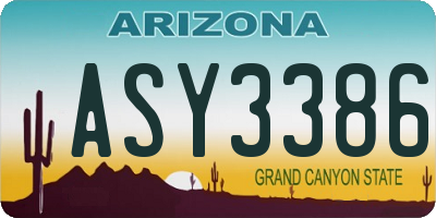 AZ license plate ASY3386