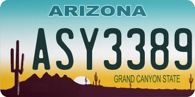 AZ license plate ASY3389
