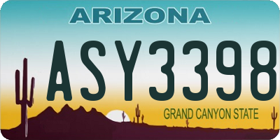 AZ license plate ASY3398