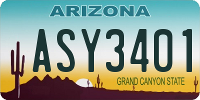 AZ license plate ASY3401