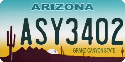 AZ license plate ASY3402