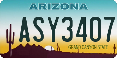AZ license plate ASY3407