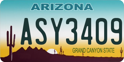AZ license plate ASY3409