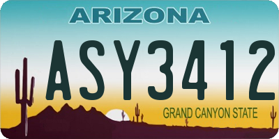 AZ license plate ASY3412