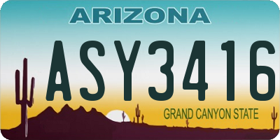 AZ license plate ASY3416