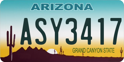 AZ license plate ASY3417