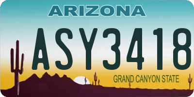 AZ license plate ASY3418