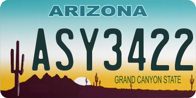 AZ license plate ASY3422