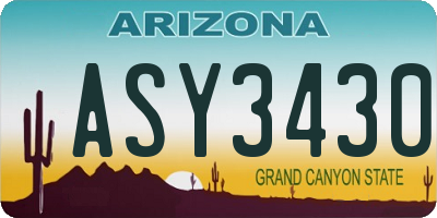 AZ license plate ASY3430