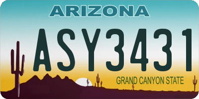 AZ license plate ASY3431
