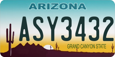 AZ license plate ASY3432