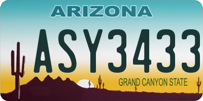 AZ license plate ASY3433