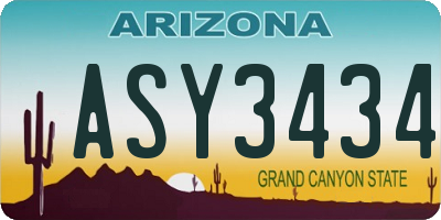 AZ license plate ASY3434