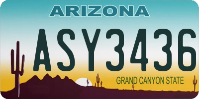 AZ license plate ASY3436