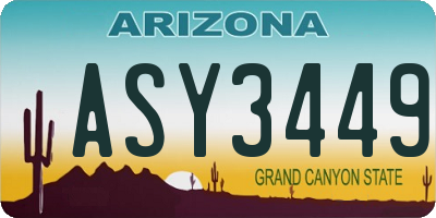 AZ license plate ASY3449