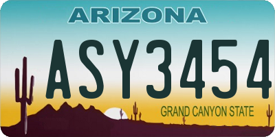 AZ license plate ASY3454