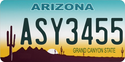 AZ license plate ASY3455
