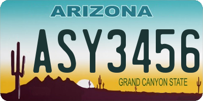 AZ license plate ASY3456