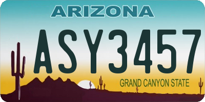 AZ license plate ASY3457