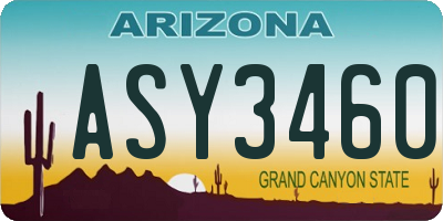AZ license plate ASY3460