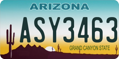 AZ license plate ASY3463