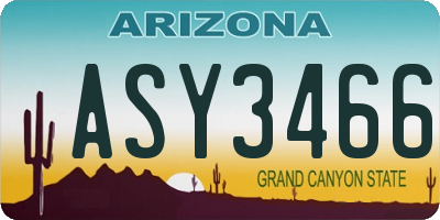 AZ license plate ASY3466