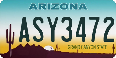 AZ license plate ASY3472