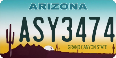 AZ license plate ASY3474