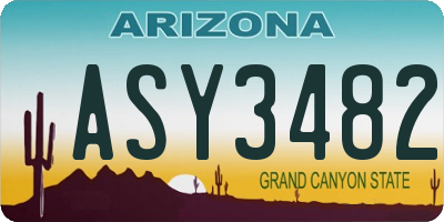 AZ license plate ASY3482